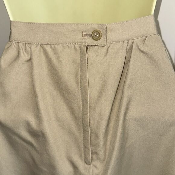 Vintage 70s Domino Brand Polyester/Rayon Fully Lined Khaki Straight Skirt - Picture 6 of 7